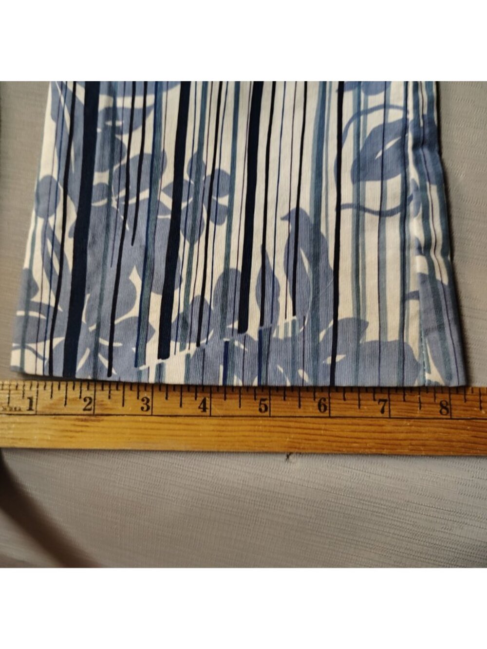 Necessary Objects Blue White Floral Stripe Pull On Pants Bootcut XS USA 26x32 - Picture 11 of 13